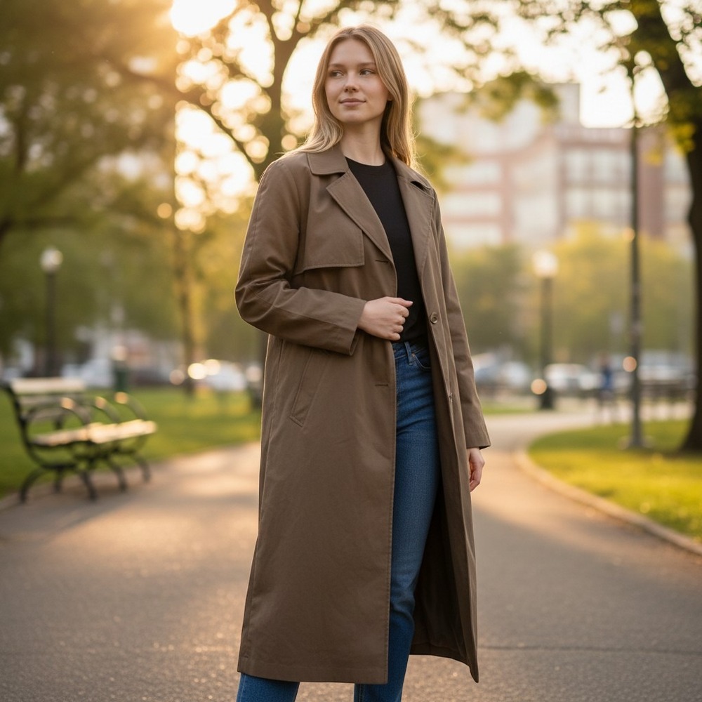 Vintage London Fog Womens Taupe Brown Long Trench Coat Removable Liner Size 4